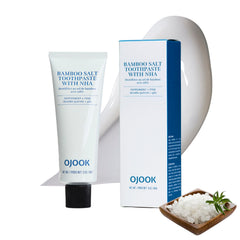 Product front view of OJOOK Bamboo Salt Toothpaste with nHA tube and packaging