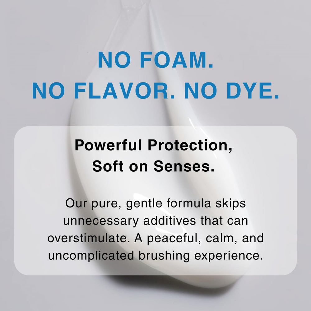 Toothpaste tube displaying fluoride-free claim