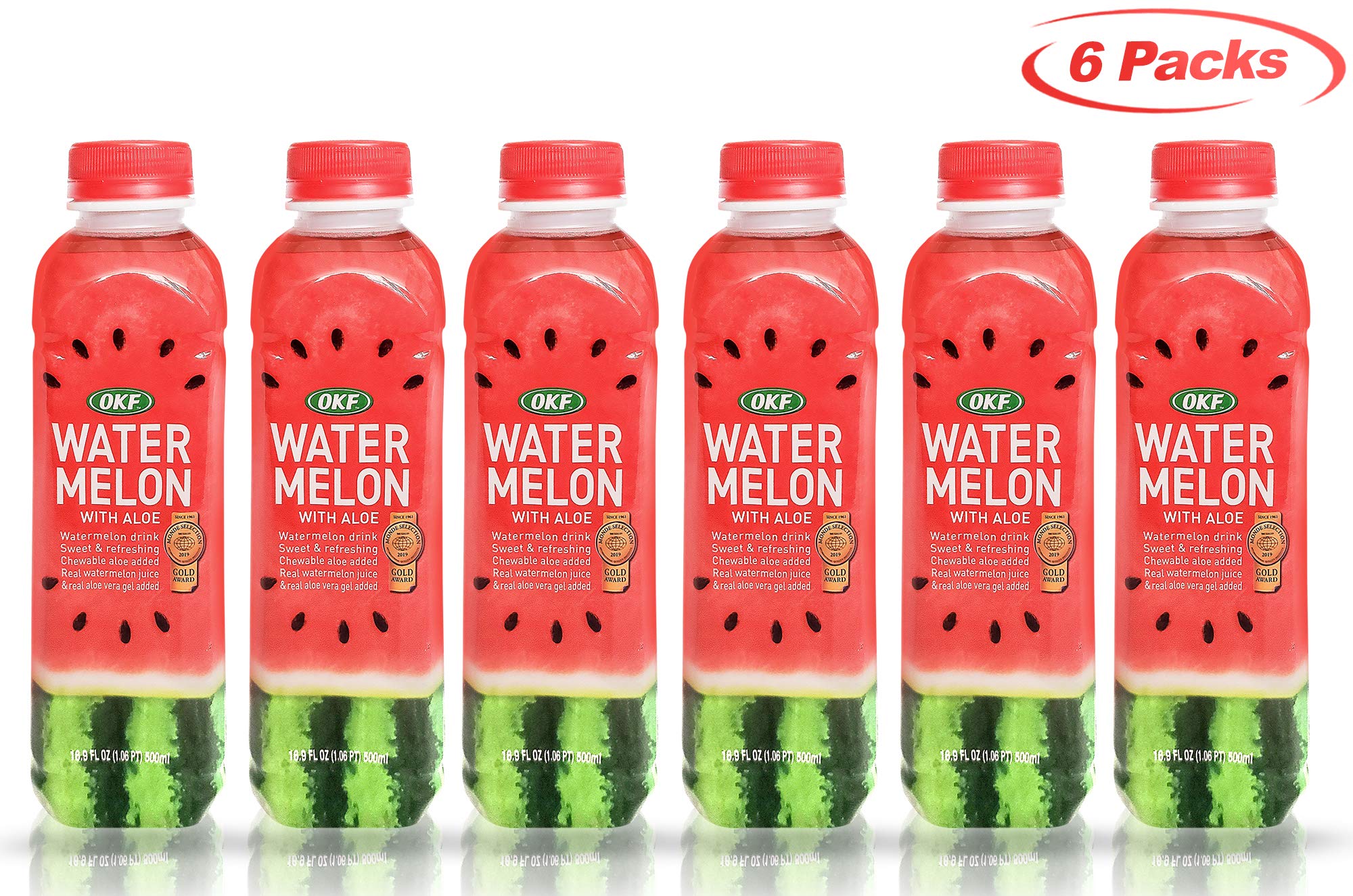 Exclusive slim bottle design of OKF Watermelon Aloe Vera Drink