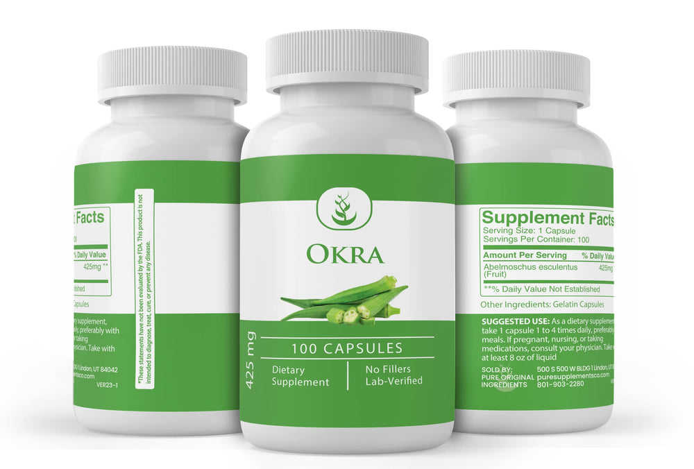 Okra Extract 100 Capsules label detail