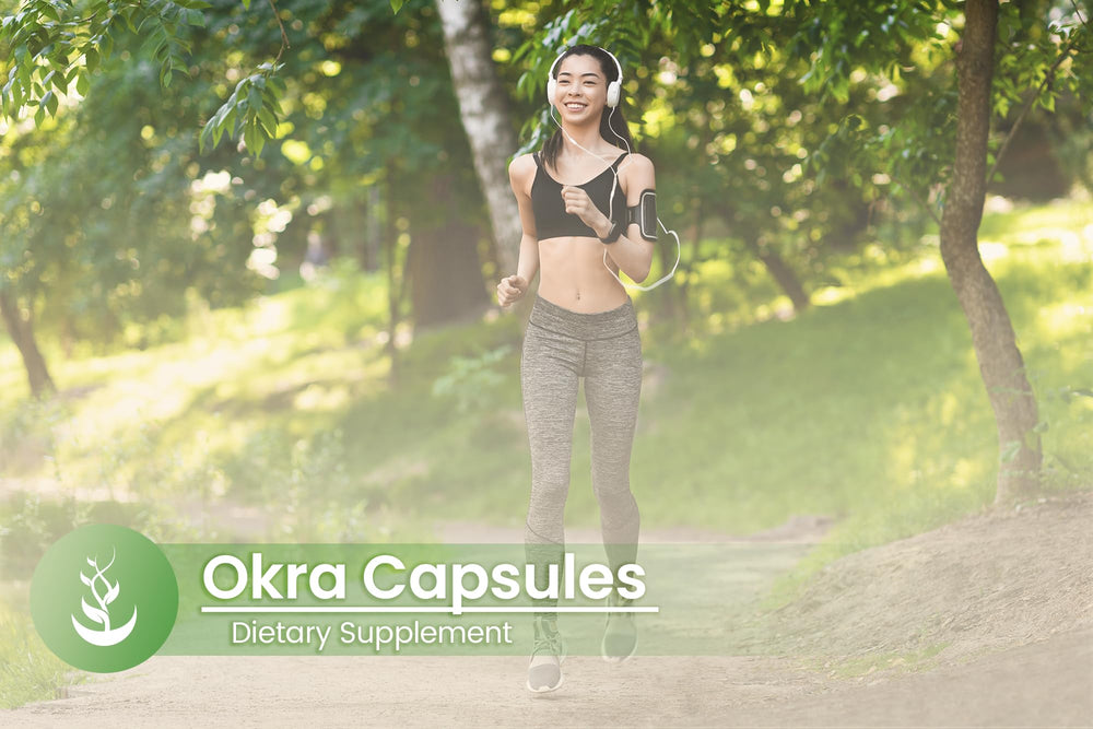 Packaging box and bottle for Okra Extract 100 capsules
