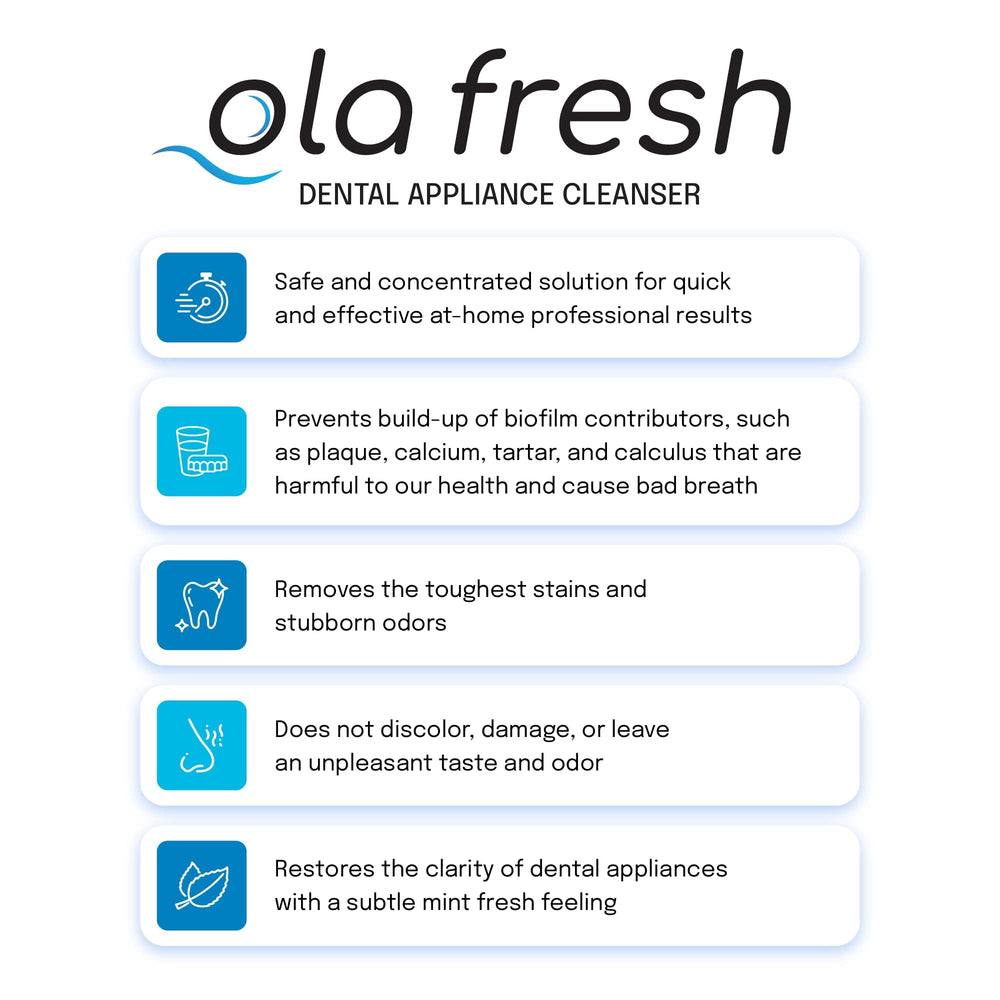 Denture and retainer cleaning with Ola Fresh powder cleaner