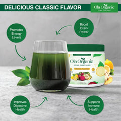 Serving scoop with Ola Organic Greens powder