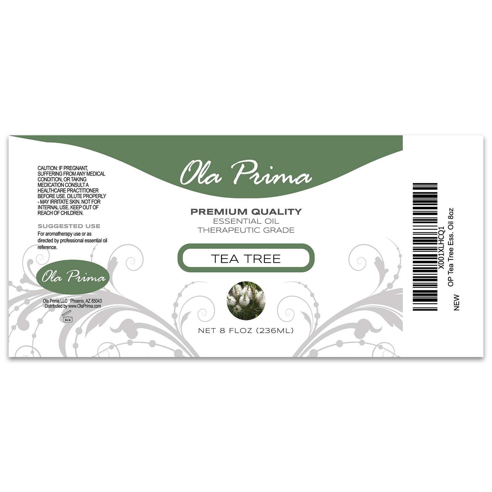 Ola Prima Tea Tree Essential Oil label close-up