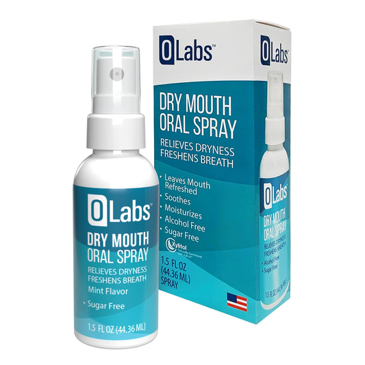 Close-up of spray nozzle with mint-flavored spray