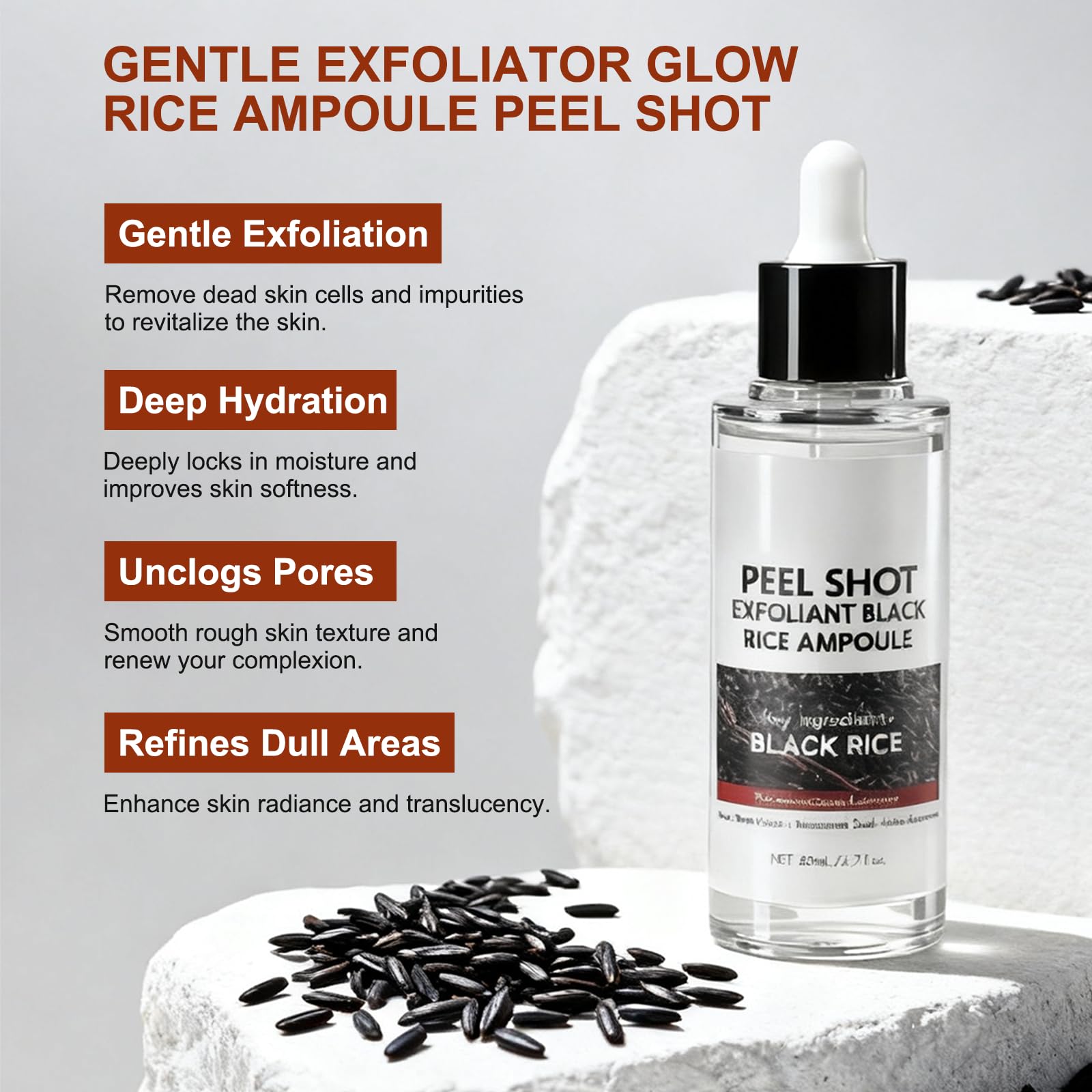 OLACLUK Glow Ampoule application drop shows gentle exfoliation and quick absorption