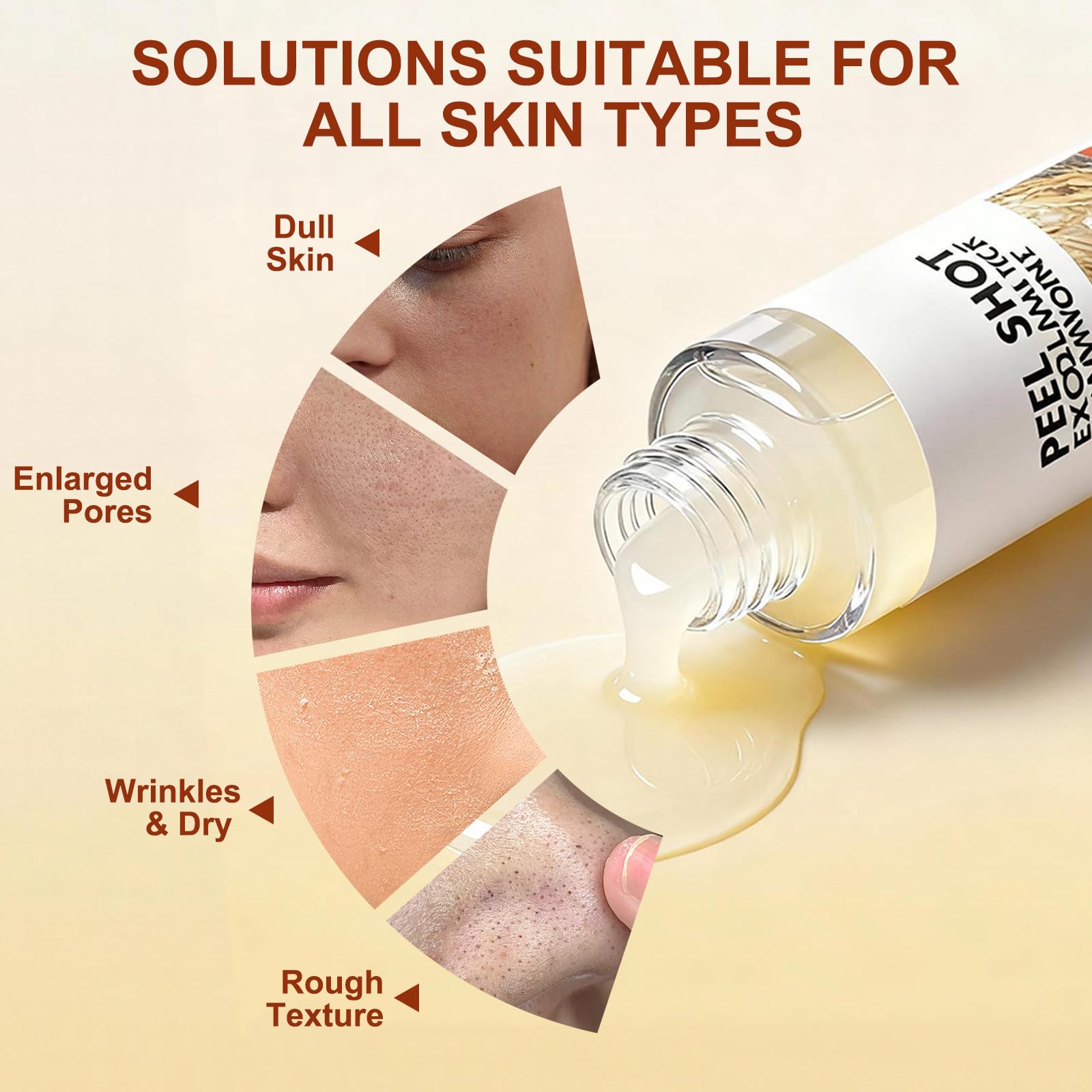 OLACLUK Pore-refining action appears on smooth, even-toned skin close-up.