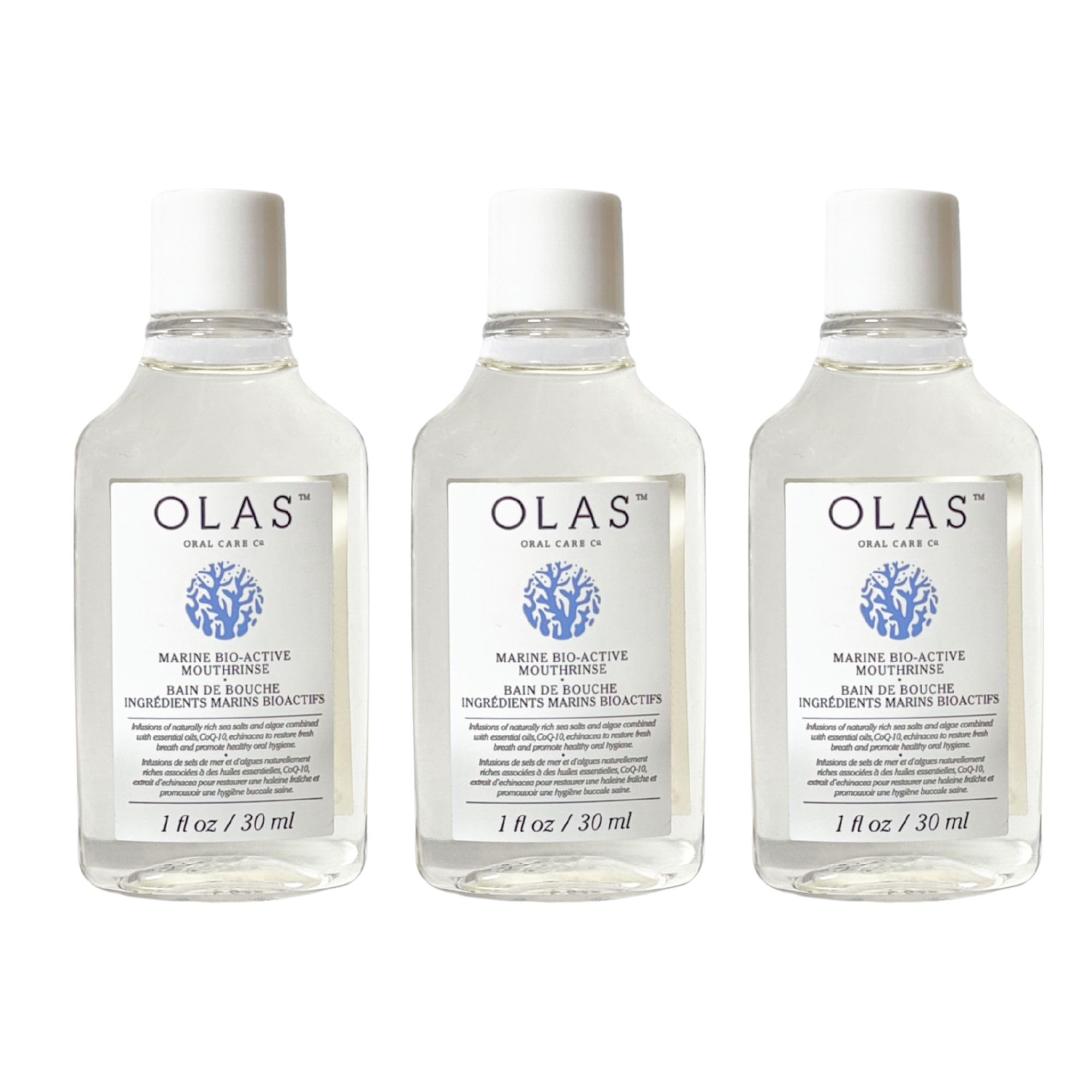OLAS Alcohol Free Mouthwash bottle on white background