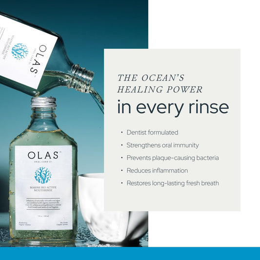 Front view of OLAS mouthwash packaging