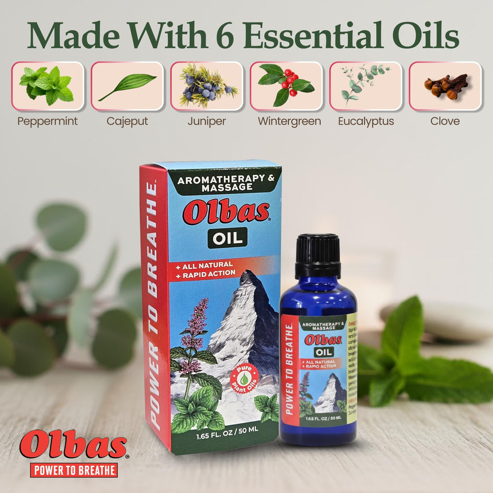 Close-up of Olbas essential oil ingredients