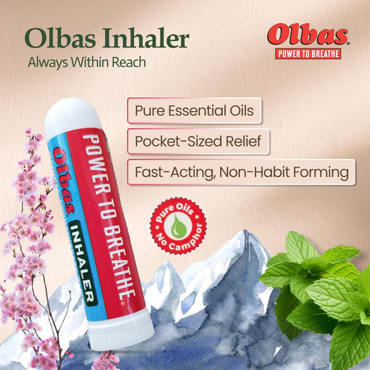 Olbas Inhaler pocket-size nasal stick for easy breath support anywhere.