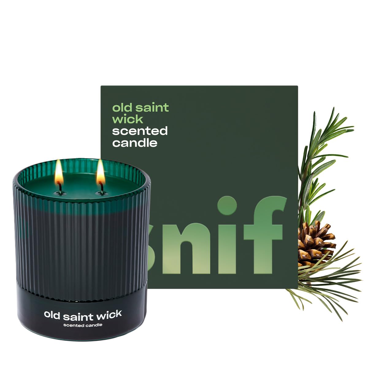 Front view of Old Saint Wick scented candle by Snif in 8.5oz tin