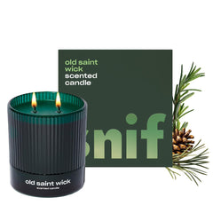 Front view of Old Saint Wick scented candle by Snif in 8.5oz tin