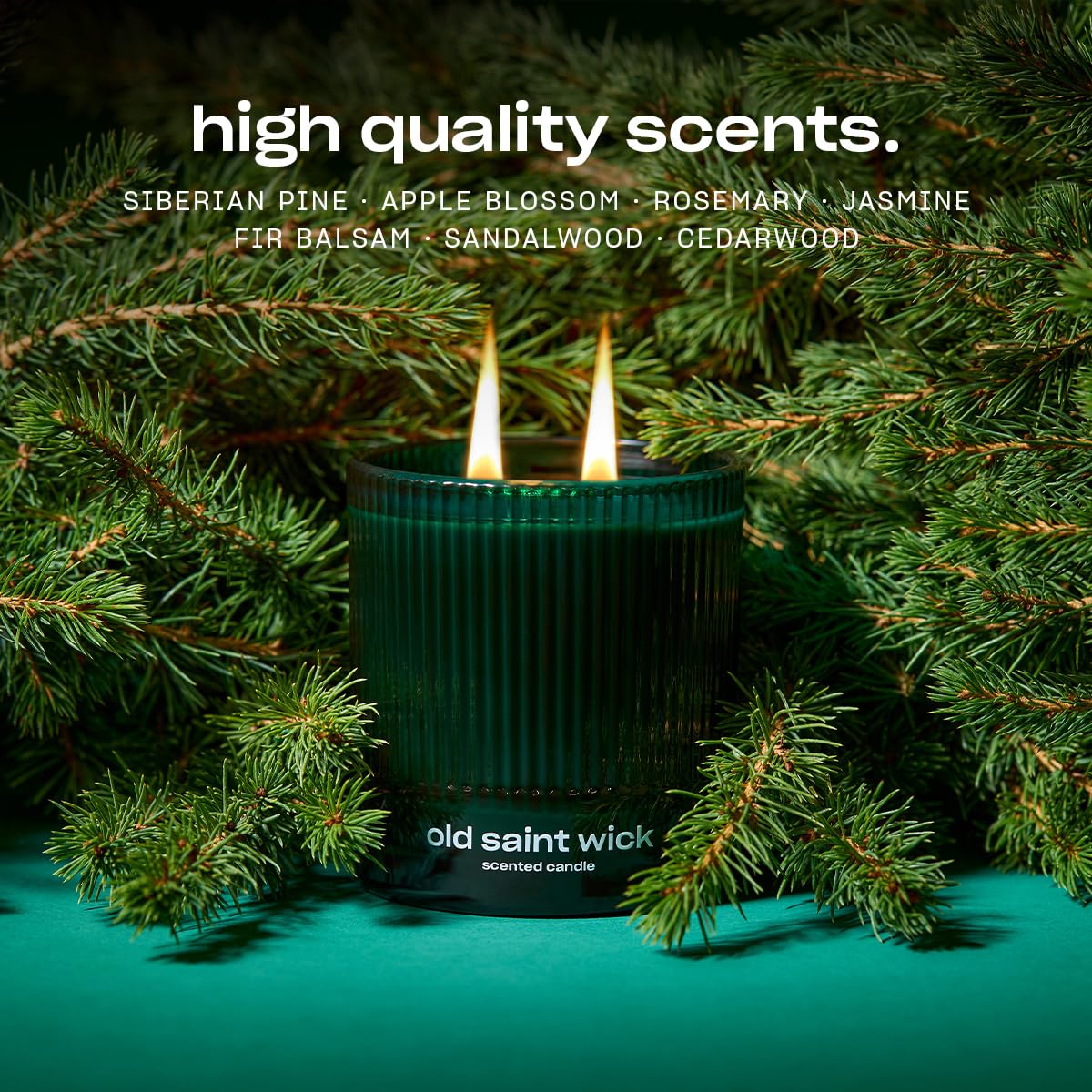 Close-up of Old Saint Wick label showing clean formulas and vegan non-toxic claim