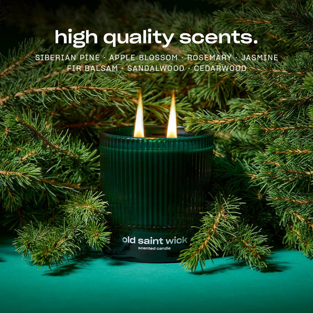 Close-up of Old Saint Wick label showing clean formulas and vegan non-toxic claim