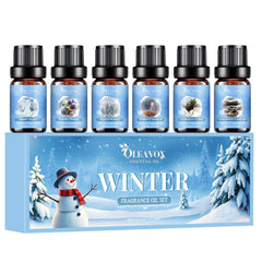 Gift box of Oleavox Winter Fragrance Oil Set with six winter scents