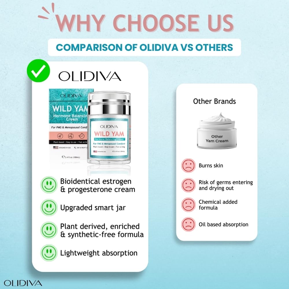 Olidiva Wild Yam Cream shown at night to support a soothing bedtime routine.