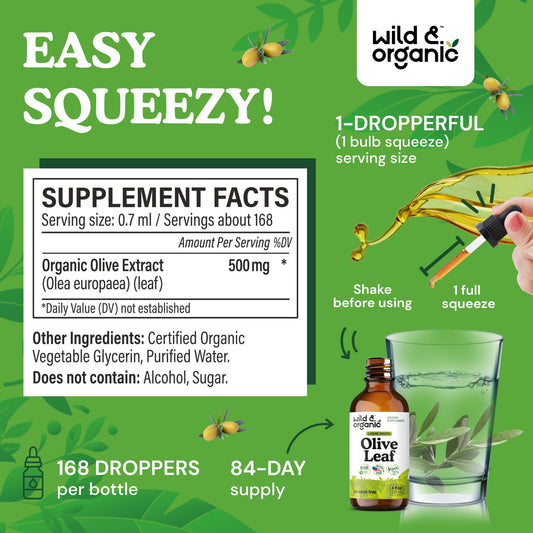 Olive leaf drops serving 500 mg per serving