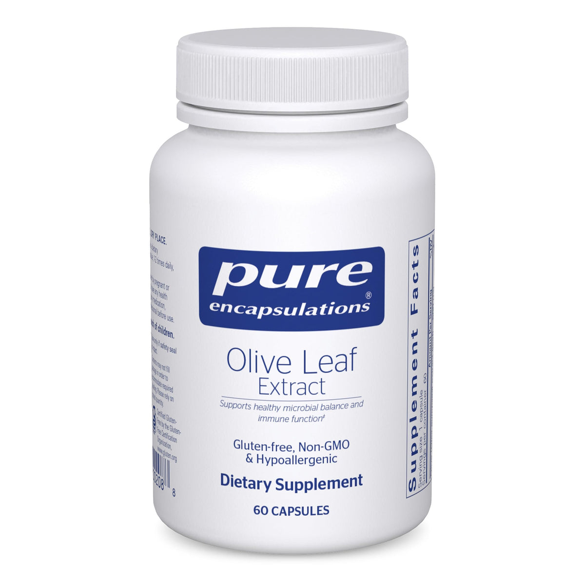 Pure Encapsulations Olive Leaf Extract bottle on white background