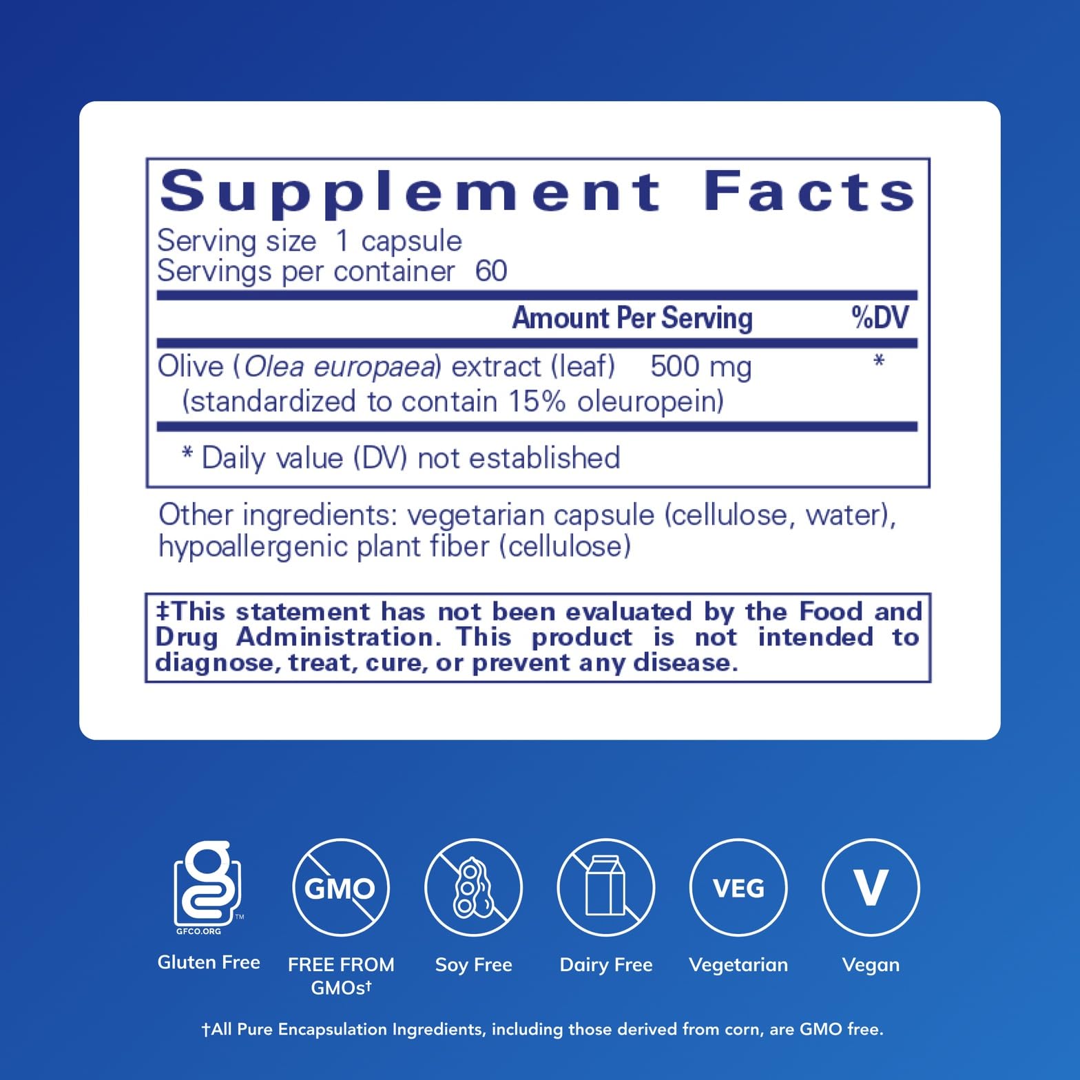 Olive leaf extract capsules closeup highlighting hypoallergenic daily wellness