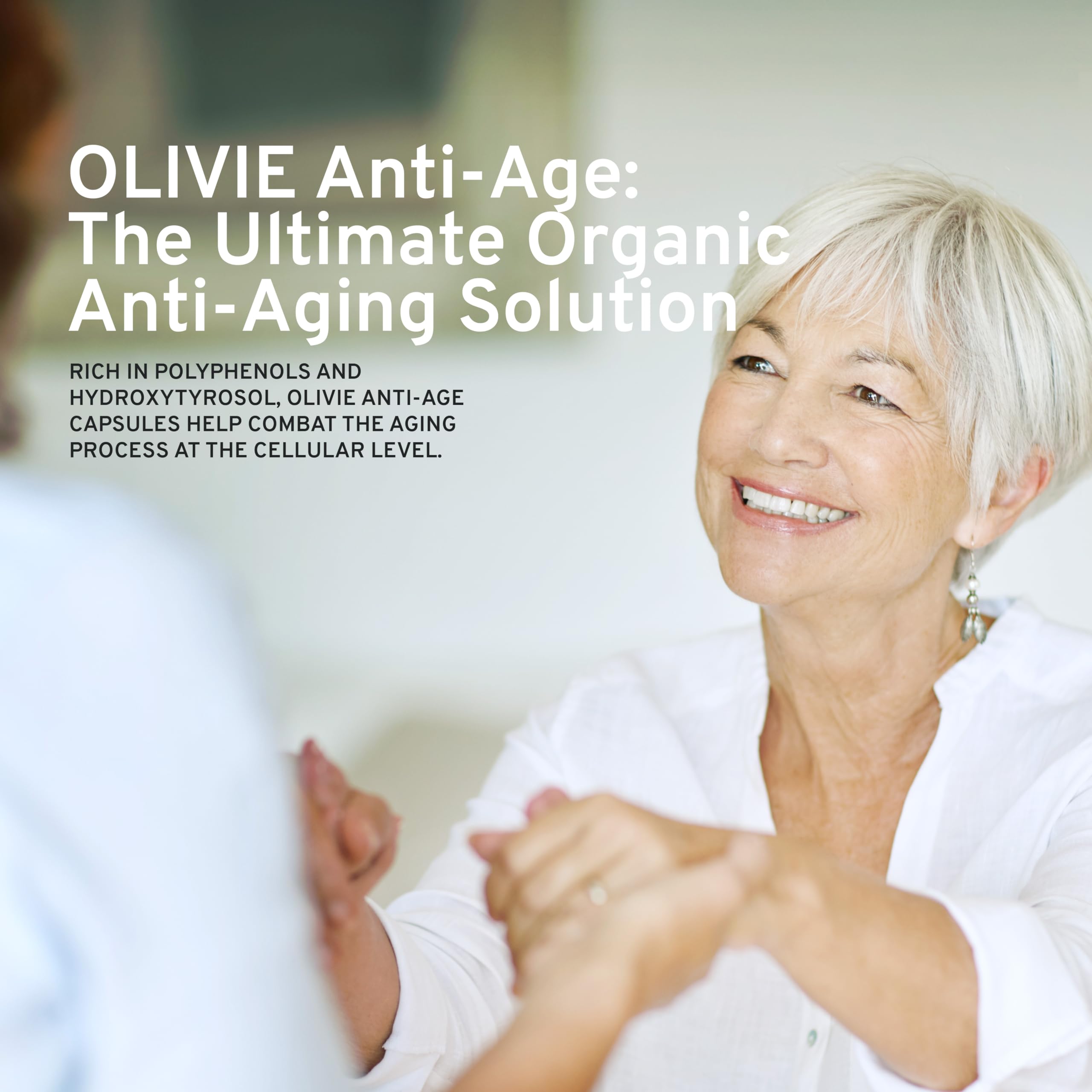 Healthy aging lifestyle concept with OLIVIE olive leaf extract capsules