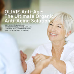 Healthy aging lifestyle concept with OLIVIE olive leaf extract capsules