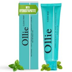 Product shot: Ollie Clean Mint Nano Hydroxyapatite Toothpaste tube and packaging