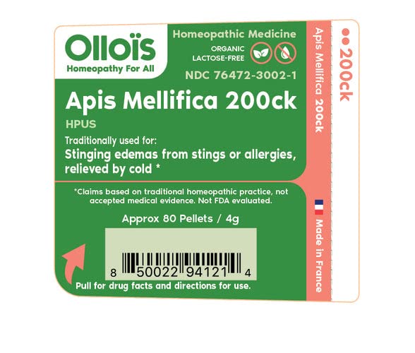 Front view of OLLOIS Apis Mellifica 200ck bottle showing 80 pellets (image 03).