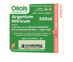 Close-up of OLLOIS Argentum Nitricum 200ck organic label