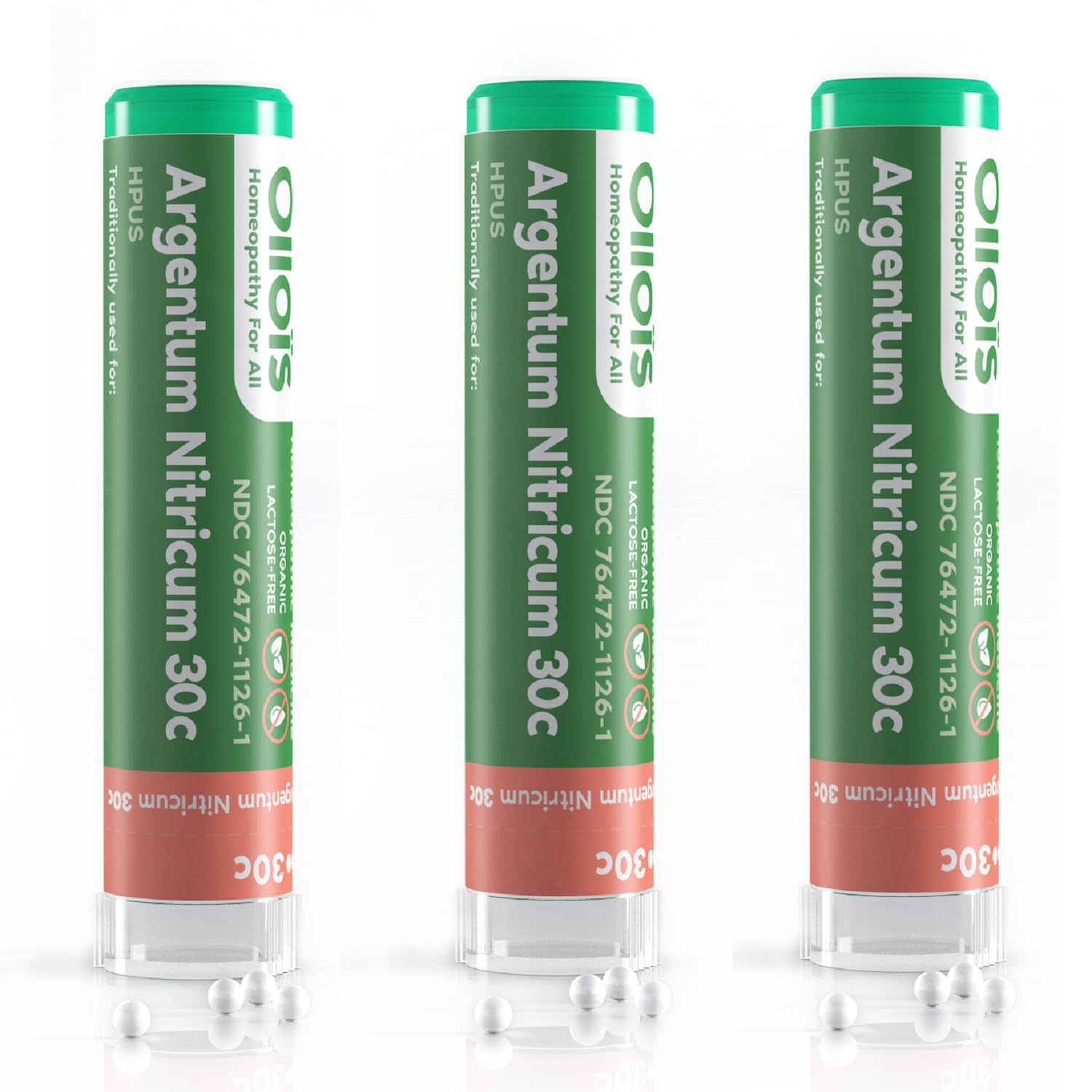 OLLOIS Argentum Nitricum 30c homeopathic medicine bottle with 80 pellets