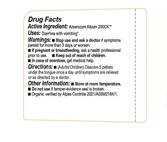 Close-up of OLLOIS Arsenicum Album 200ck bottle label