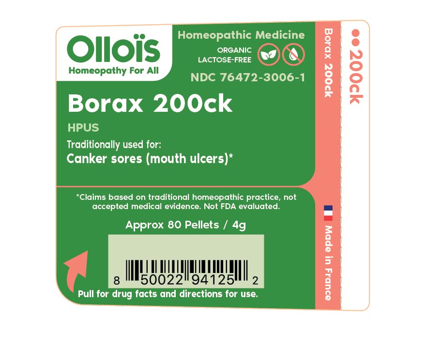 Package of OLLOIS Borax 200ck organic lactose-free 80 pellets