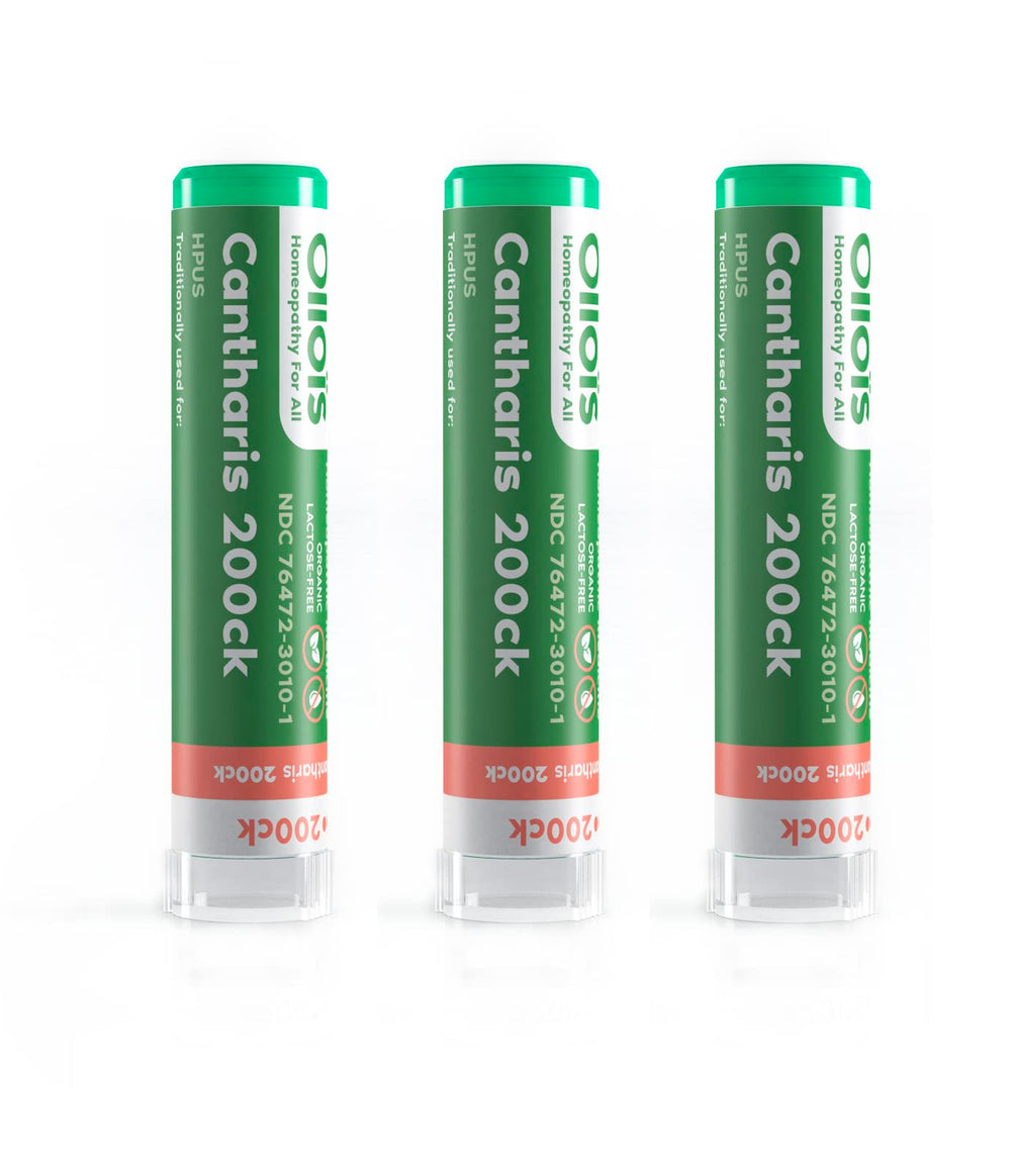 OLLOIS Cantharis 200ck organic homeopathic medicine bottle with 80 pellets, Pack of 3