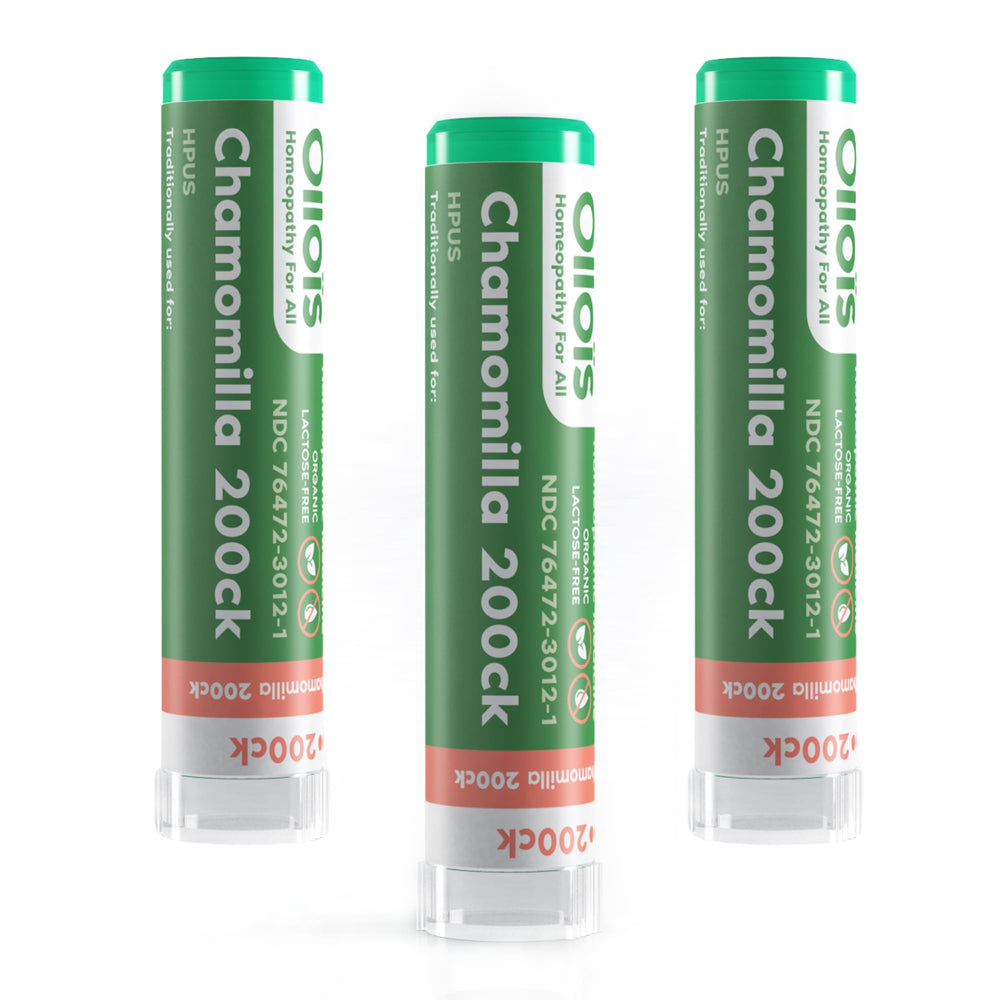 Front view of OLLOIS Chamomilla 200ck packaging
