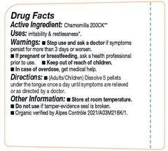 Close-up of OLLOIS Chamomilla 200ck 80-pellet package contents