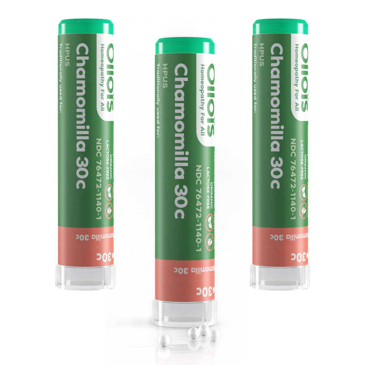 OLLOIS Chamomilla 30C Organic homeopathic medicine bottle label