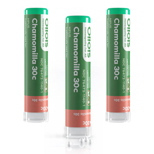 OLLOIS Chamomilla 30C Organic homeopathic medicine bottle label