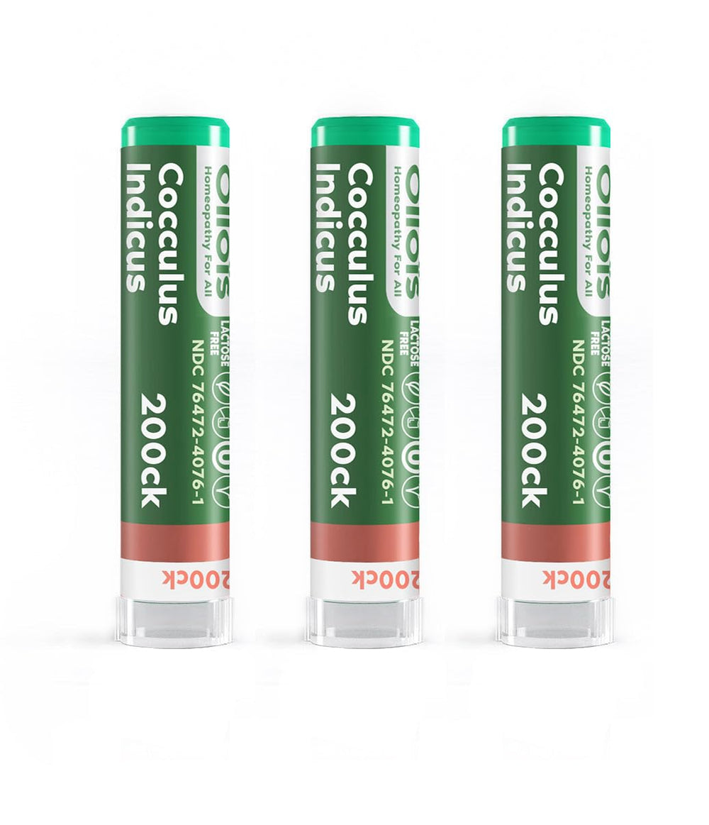 OLLOIS Cocculus indicus 200ck organic vegan homeopathic medicine, 3-pack, 80 pellets per pack