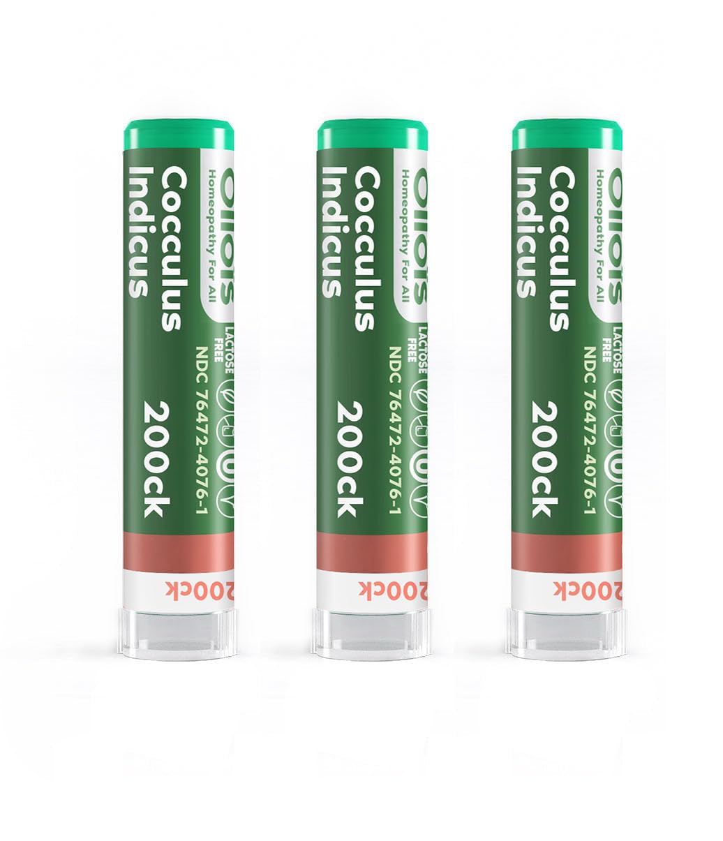 OLLOIS Cocculus indicus 200ck organic vegan homeopathic medicine, 3-pack, 80 pellets per pack
