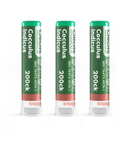 OLLOIS Cocculus indicus 200ck organic vegan homeopathic medicine, 3-pack, 80 pellets per pack