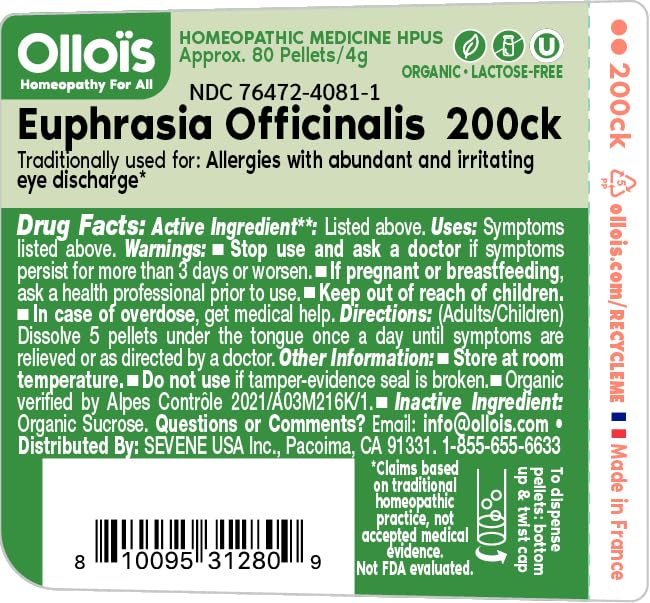 Close-up of Euphrasia 200ck organic pellets in a melt-away tablet bottle