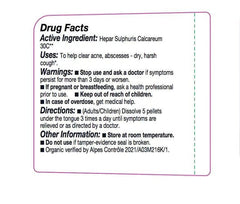 80 pellets in bottle of Ollois Hepar Sulphuris Calcareum 30c