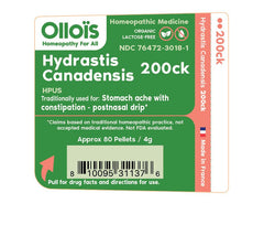 OLLOIS Hydrastis Canadensis 200ck tube back label
