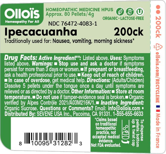Close-up of melt-away Ipecacuanha 200ck pellets