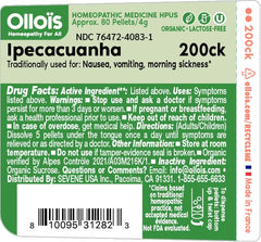 Close-up of melt-away Ipecacuanha 200ck pellets
