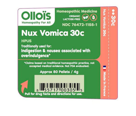 Organic certification label for OLLOIS Nux Vomica 30c
