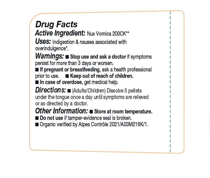 Organic certification label on OLLOIS Nux Vomica packaging