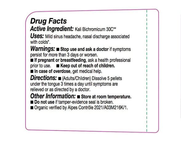 Organic certification label on Ollois Kali Bichromicum product