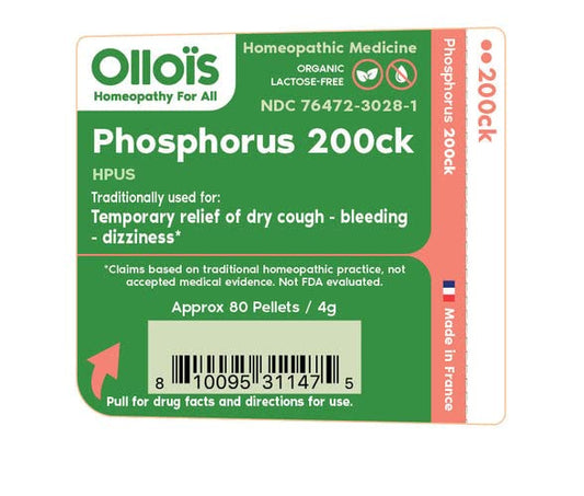 OLLOIS Phosphorus 200ck organic homeopathic medicine bottle – view 2
