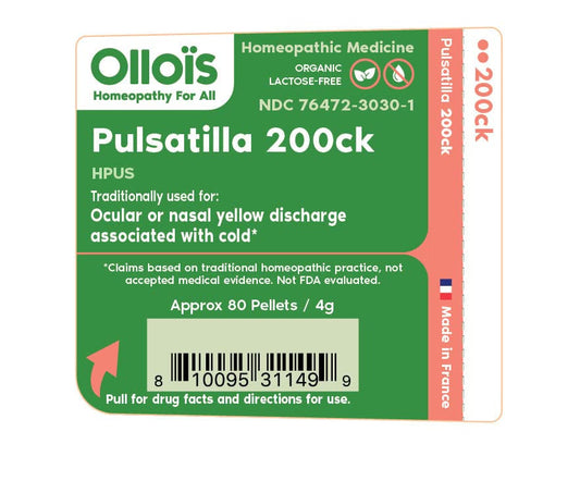 Close-up of OLLOIS Pulsatilla 200ck packaging